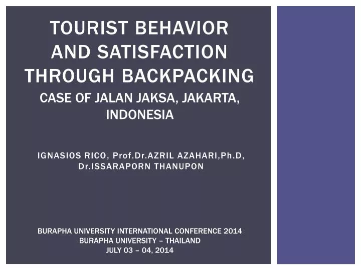 tourist behavior and satisfaction through backpacking