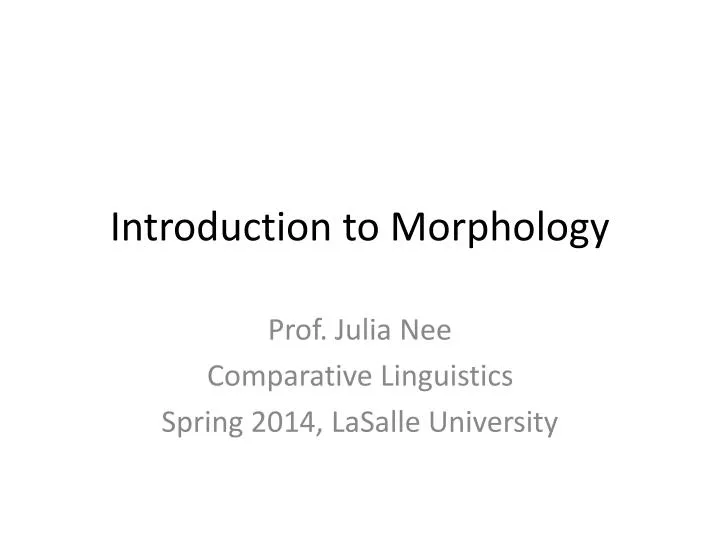 introduction to morphology