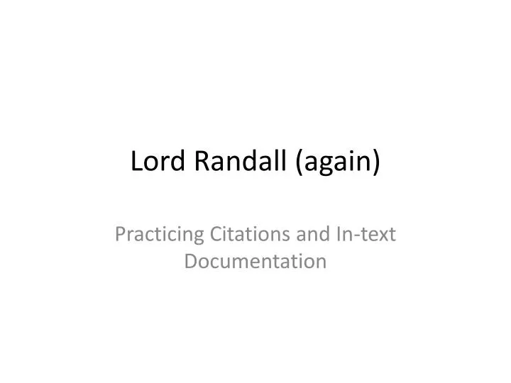 lord randall again