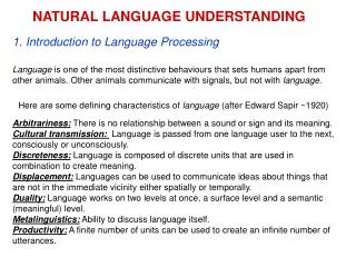 NATURAL LANGUAGE UNDERSTANDING