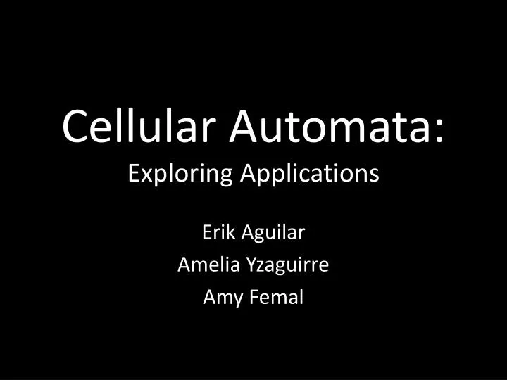 cellular automata exploring applications