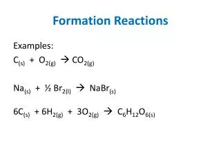 Formation Reactions