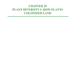 CHAPTER 29 PLANT DIVERSITY I: HOW PLANTS COLONIZED LAND
