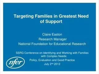 Targeting Families in Greatest Need of Support