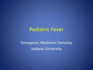 Pediatric Fever