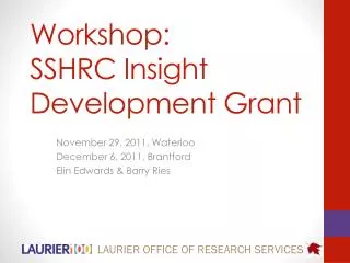 Workshop: SSHRC Insight Development Grant