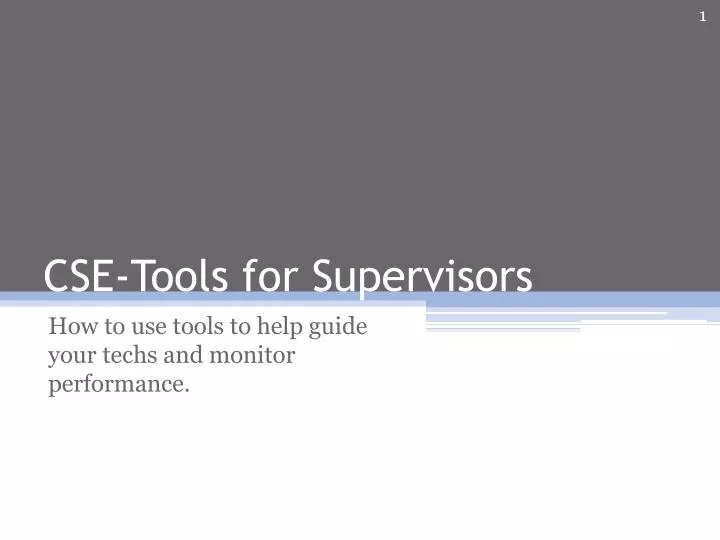 cse tools for supervisors