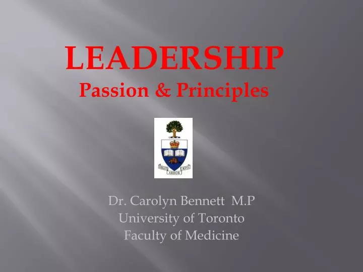 dr carolyn bennett m p university of toronto faculty of medicine