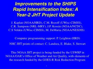 Improvements to the SHIPS Rapid Intensification Index: A Year-2 JHT Project Update