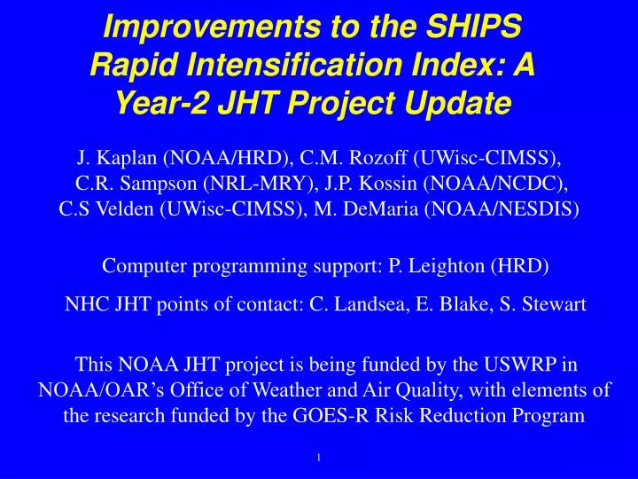 improvements to the ships rapid intensification index a year 2 jht project update