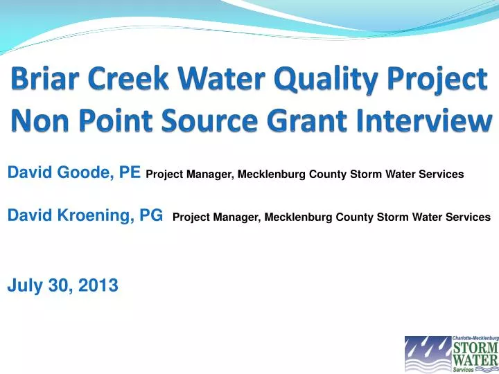 briar creek water quality project non point source grant interview