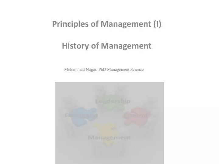 principles of management i history of management