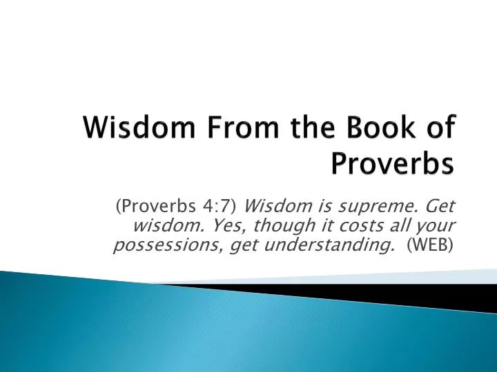 wisdom from the book of proverbs