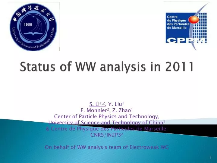 status of ww analysis in 2011