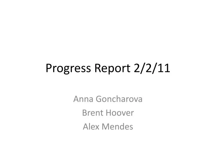progress report 2 2 11