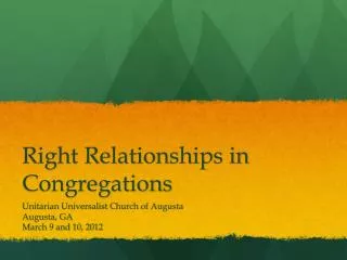 Right Relationships in Congregations
