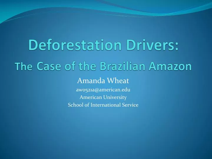 deforestation drivers the case of the brazilian amazon