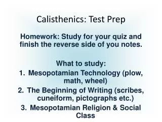 Calisthenics: Test Prep