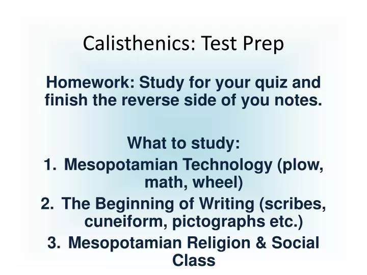 calisthenics test prep