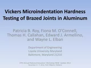 Vickers Microindentation Hardness Testing of Brazed Joints in Aluminum