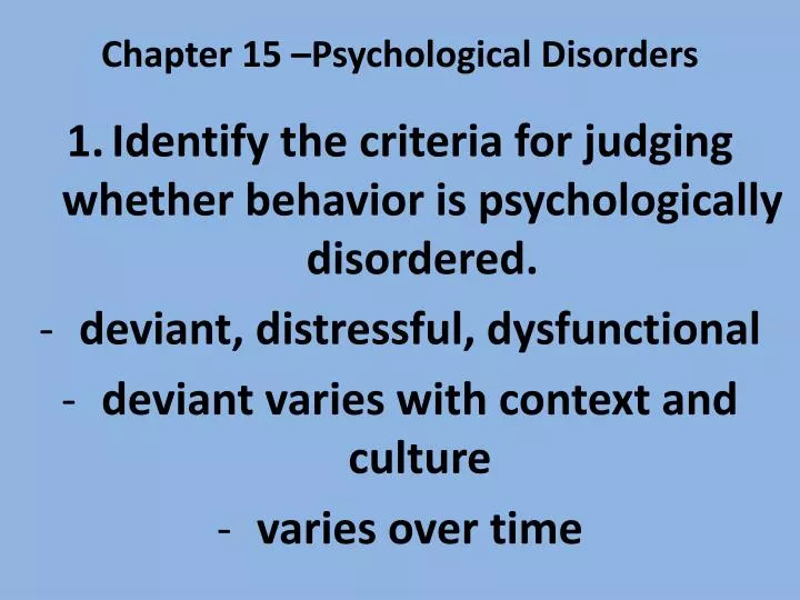 chapter 15 psychological disorders