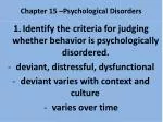 Chapter 15 –Psychological Disorders - slide 1