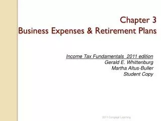 Chapter 3 Business Expenses &amp; Retirement Plans