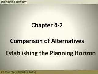 Chapter 4-2 Comparison of Alternatives