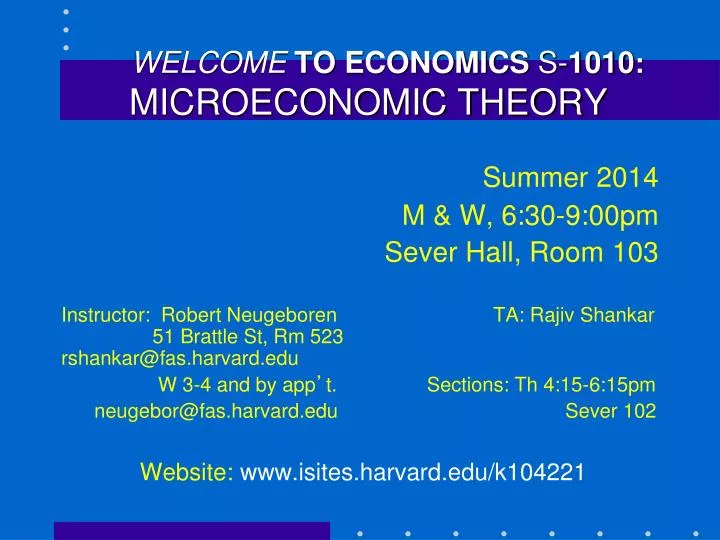 welcome to economics s 1010 microeconomic theory