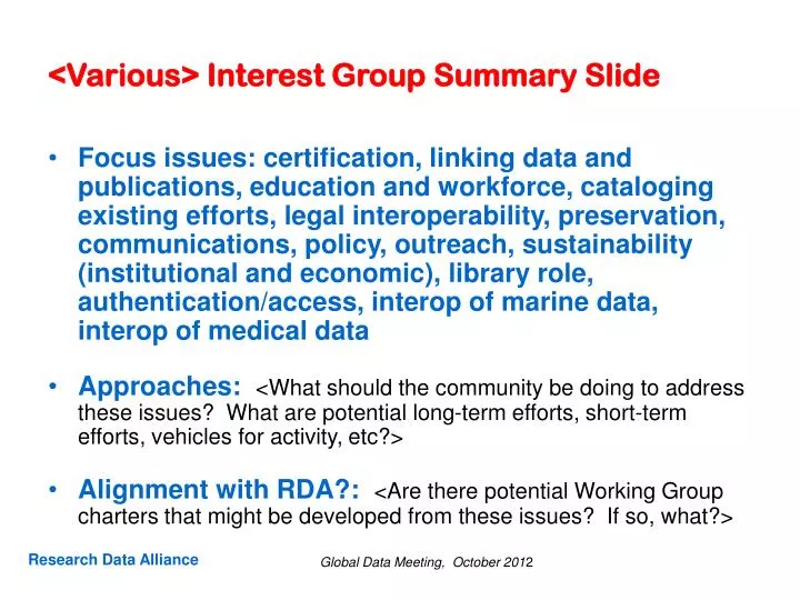 various interest group summary slide