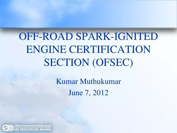 off road spark ignited engine certification section ofsec