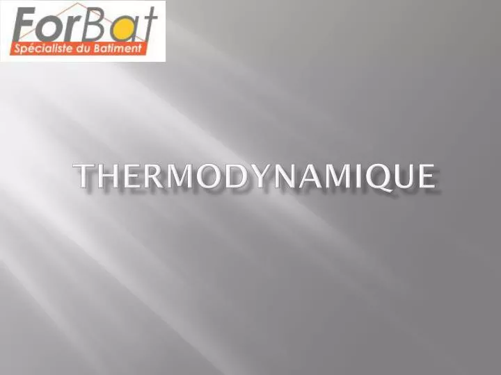 thermodynamique