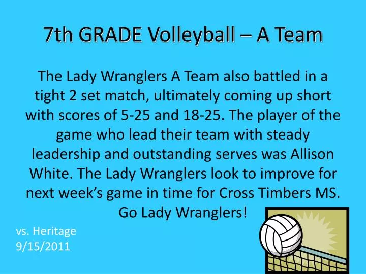 7th grade volleyball a team