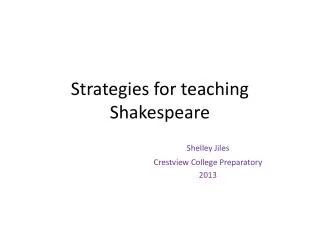 Strategies for teaching Shakespeare