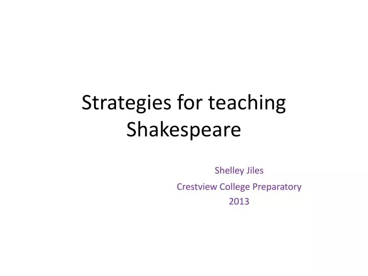 strategies for teaching shakespeare
