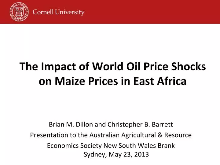 the impact of world oil price shocks on maize prices in east africa