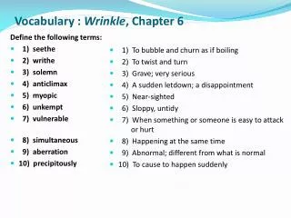 Vocabulary : Wrinkle , Chapter 6