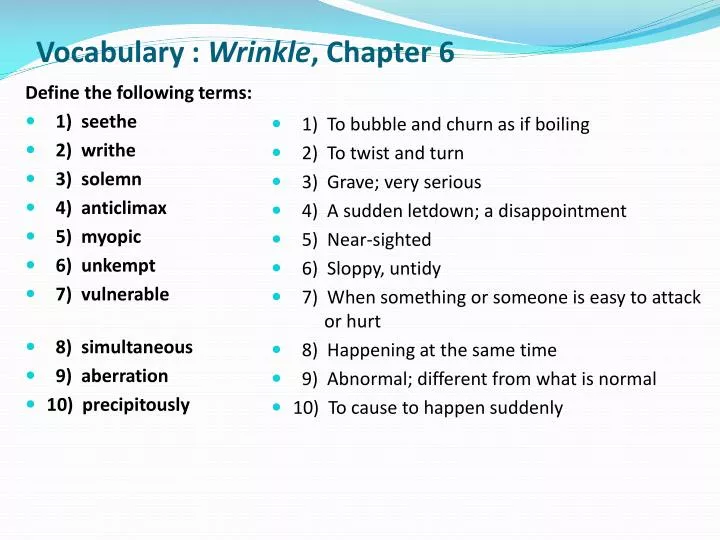 vocabulary wrinkle chapter 6