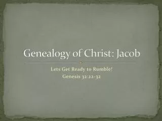 Genealogy of Christ: Jacob