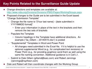 Key Points Related to the Surveillance Guide Update