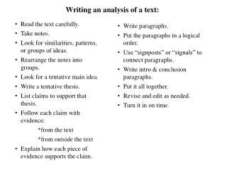 Writing an analysis of a text :