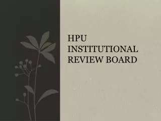 HPU Institutional review board
