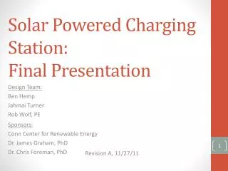 Solar Powered Charging Station: Final Presentation