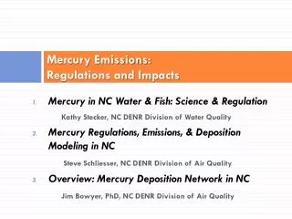 Mercury Emissions: Regulations and Impacts