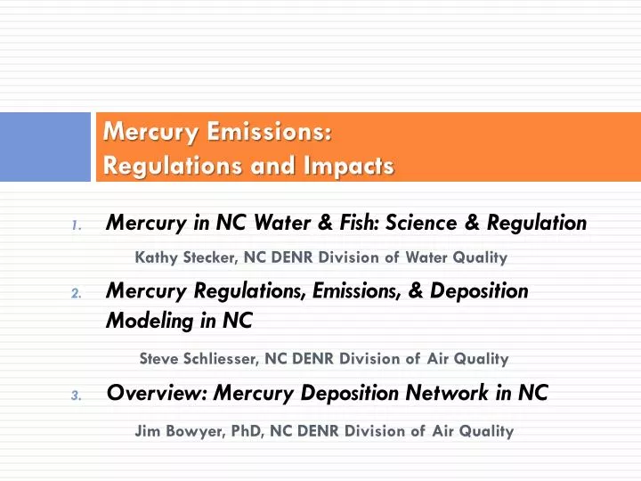 mercury emissions regulations and impacts