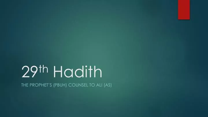 29 th hadith