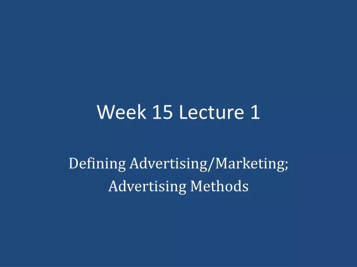 week 15 lecture 1