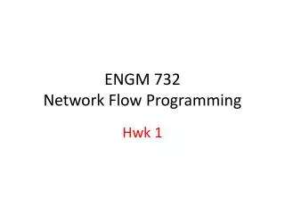 ENGM 732 Network Flow Programming