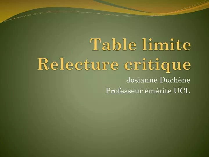 table limite relecture critique