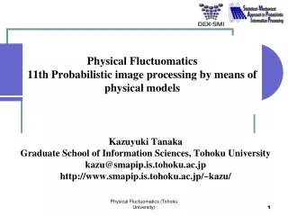 Physical Fluctuomatics 11th Probabilistic image processing by means of physical models
